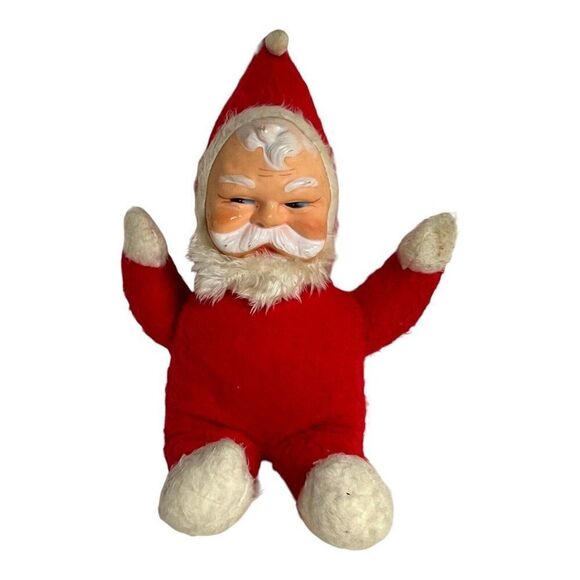 Vintage Commonwealth 16" Rubber Face Santa Claus Plush Stuffed Christmas Toy SEE